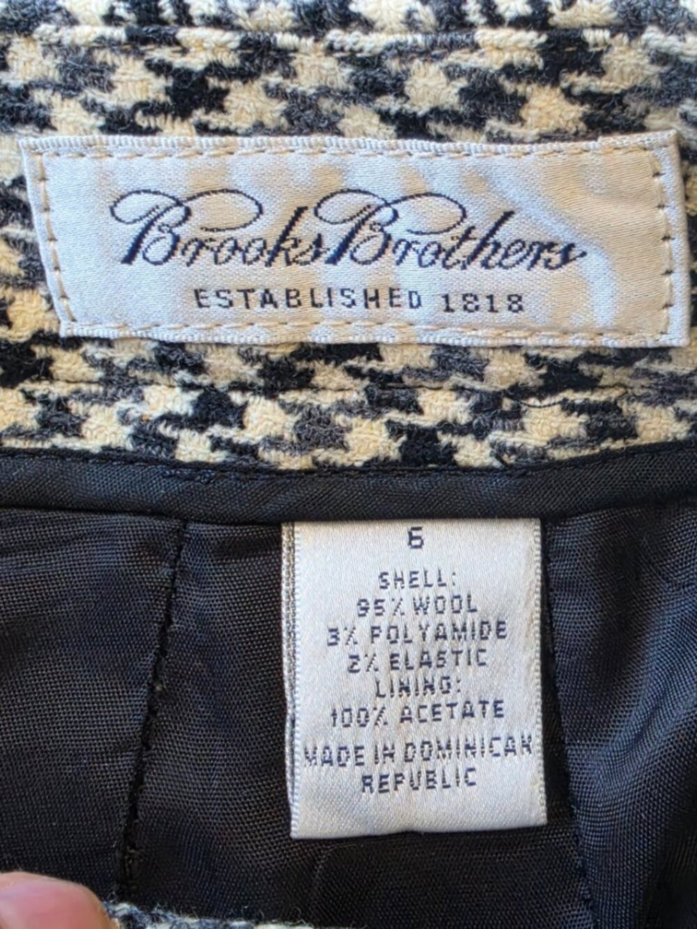 Ladies Brooks Brothers 95% wool houndstooth trousers pants dress lined sz 6